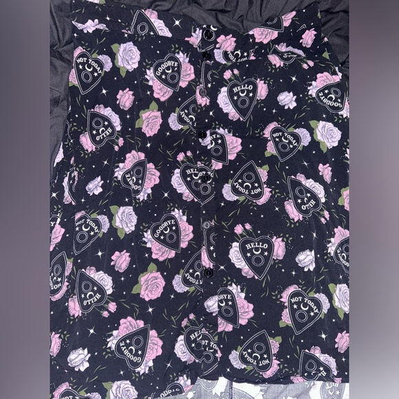 Floral Planchette Button-Front Hi-Low Maxi Skirt Plus Size - Picture 6 of 9